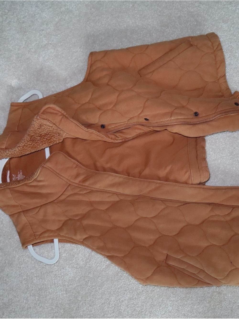 Alia Quilted Sherpa-Lined Vest in Camel